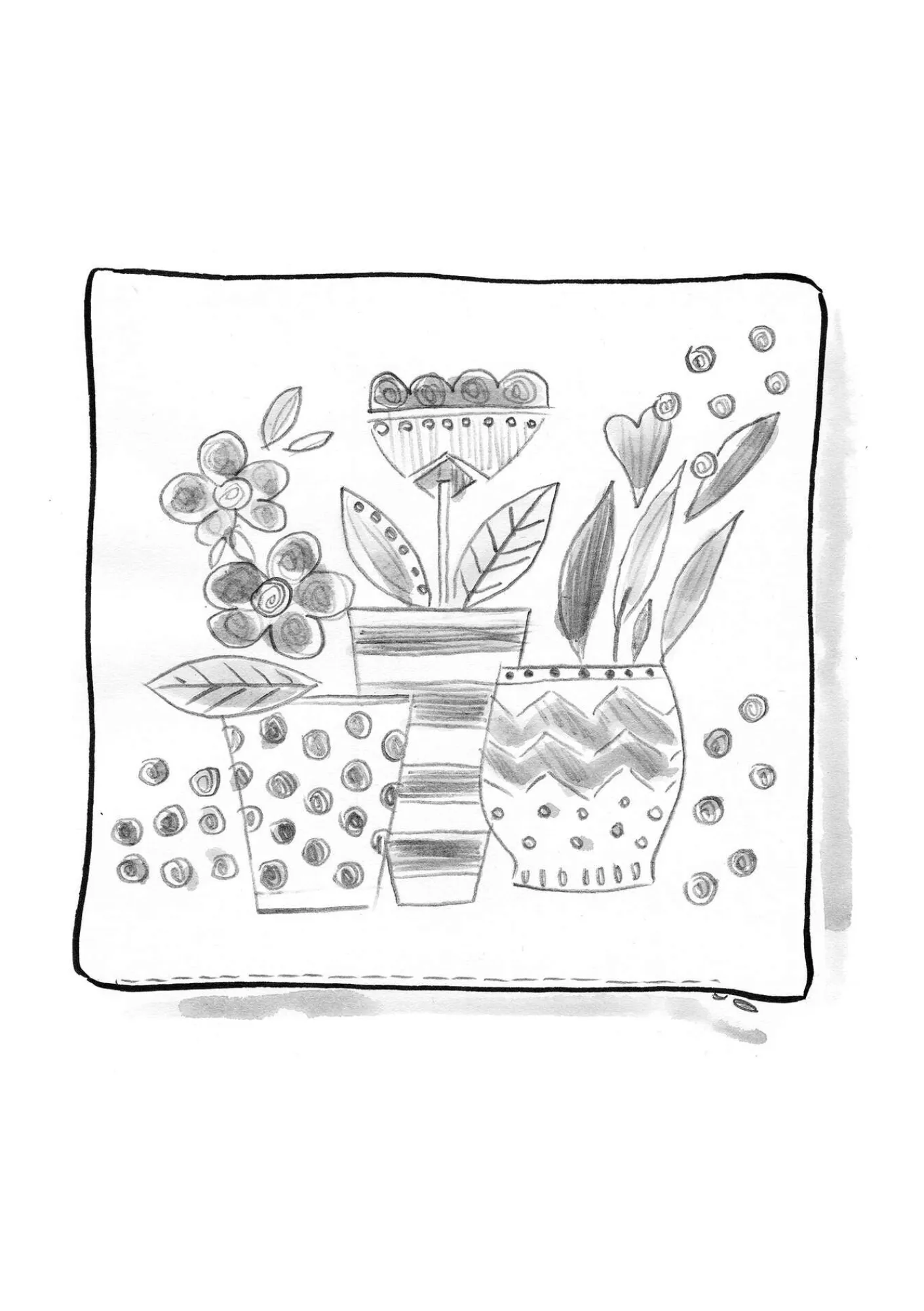 Broderat kuddfodral "Flower pots" i ekologisk bomull-Gudrun Sjödén Discount