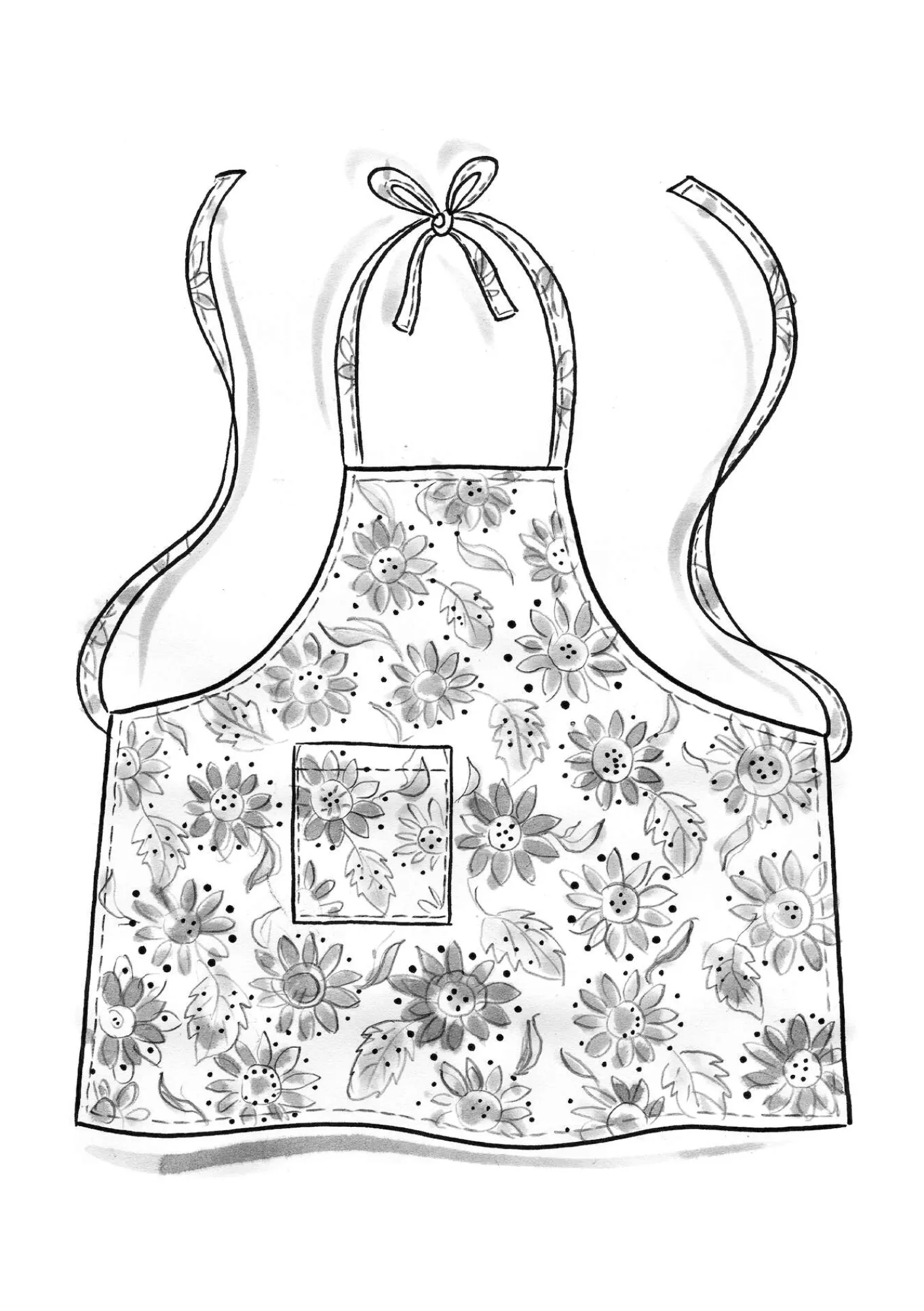 Förkläde "Sunflower" i ekologisk bomull/ lin-Gudrun Sjödén