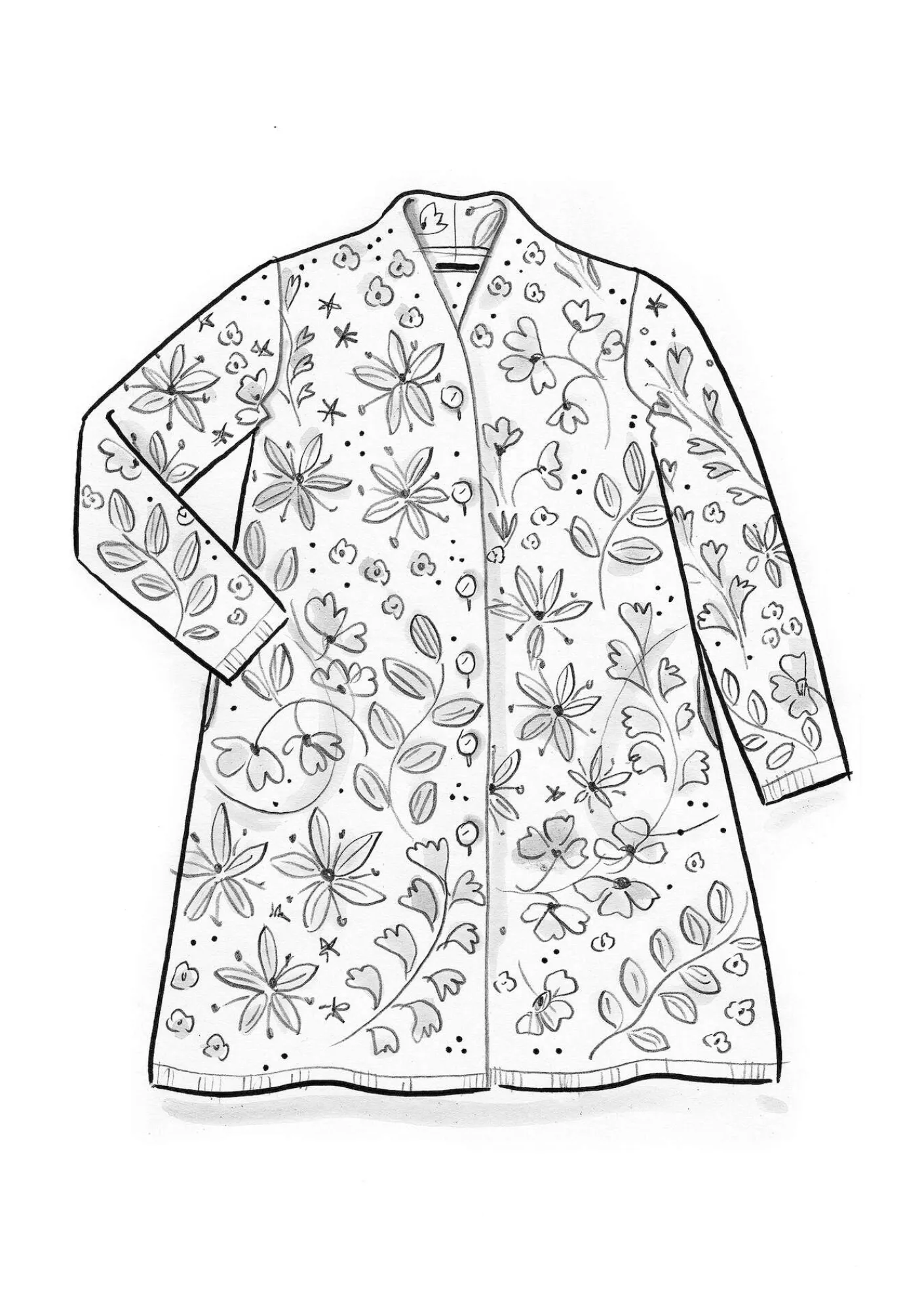 Kappkofta "Saga" i återvunnen ull-Gudrun Sjödén