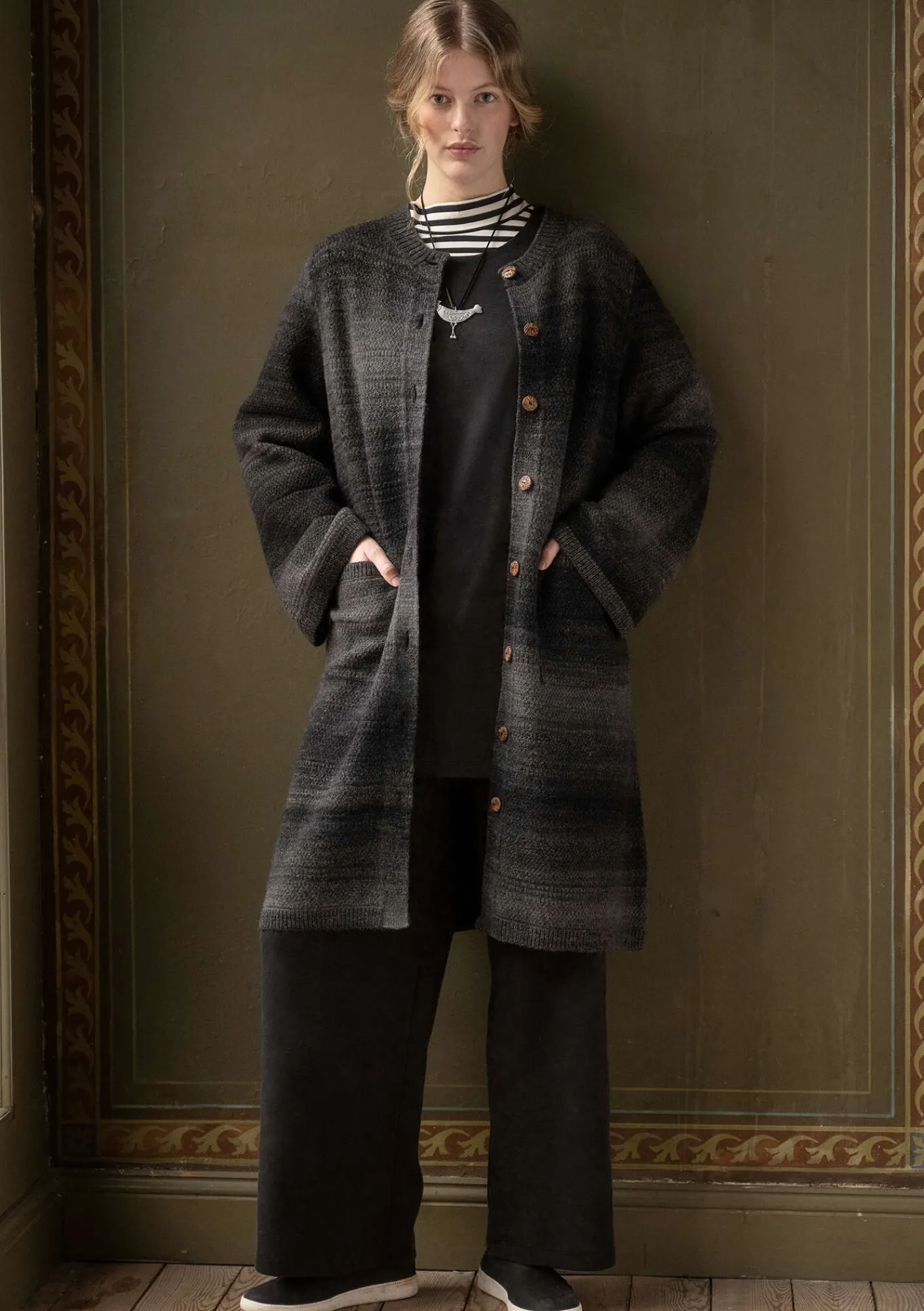 Långkofta "Eckerö" i effektfärgad ull-Gudrun Sjödén Clearance