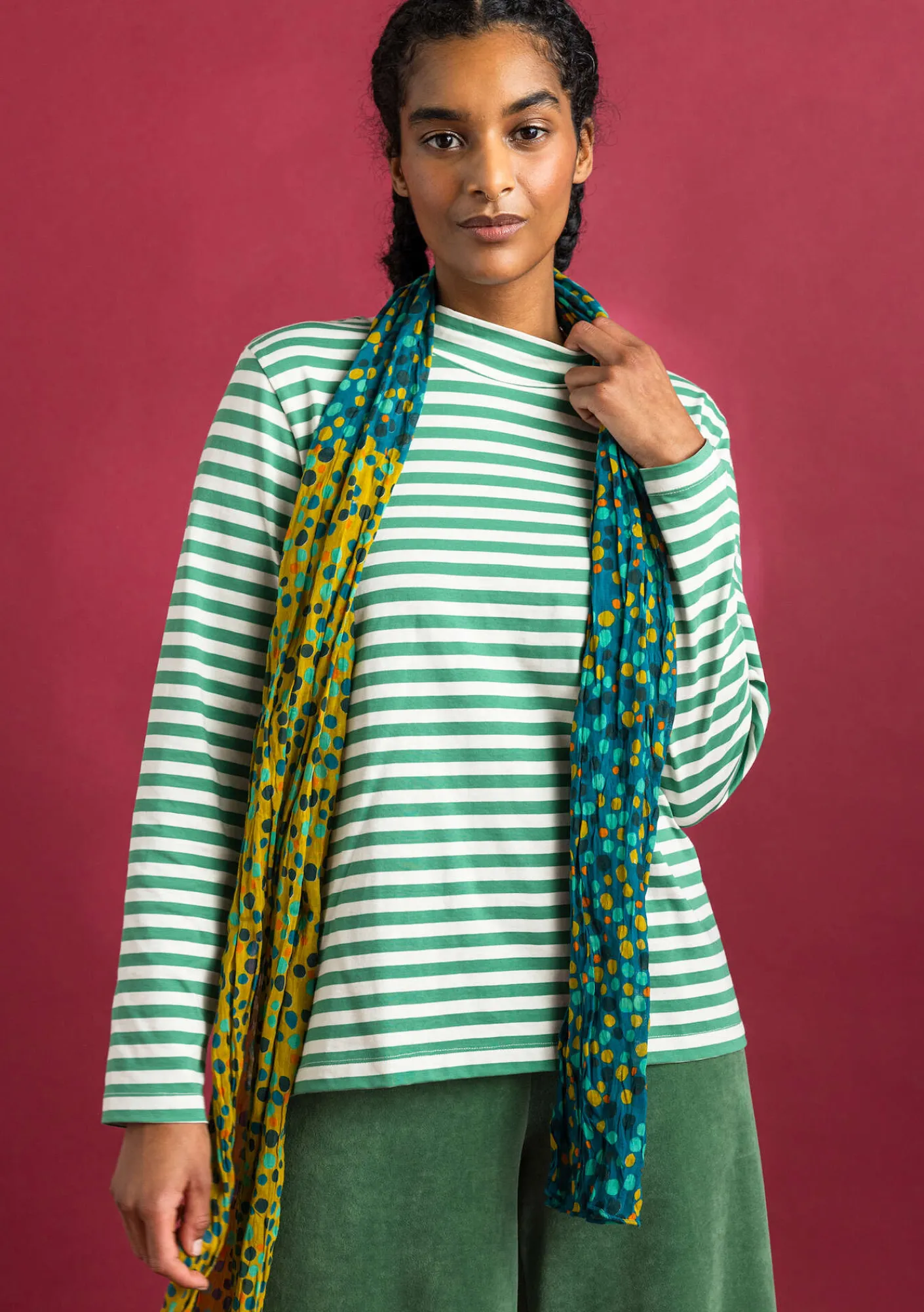 Randig halvpolo i ekologisk bomull-Gudrun Sjödén Hot