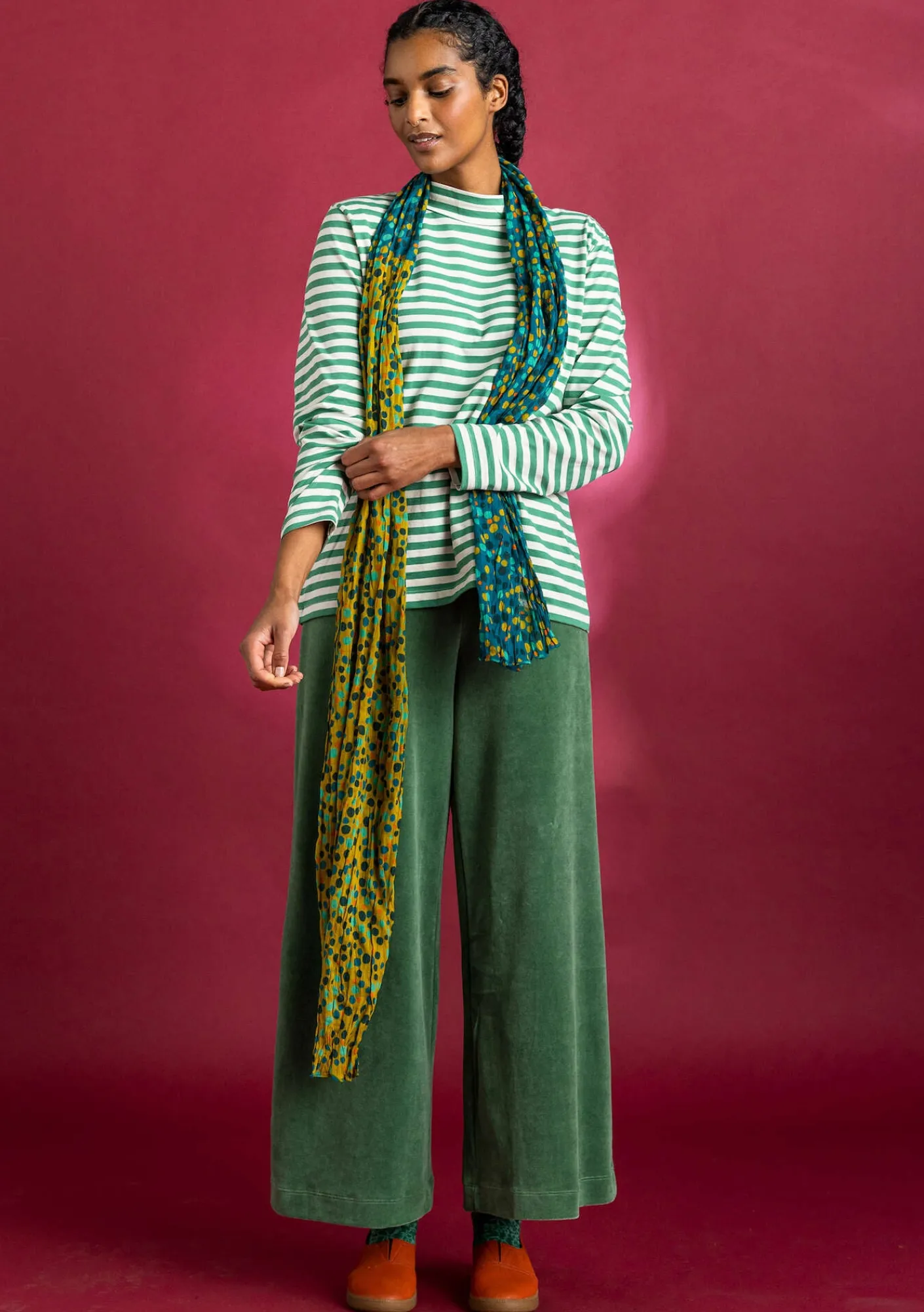 Randig halvpolo i ekologisk bomull-Gudrun Sjödén Hot