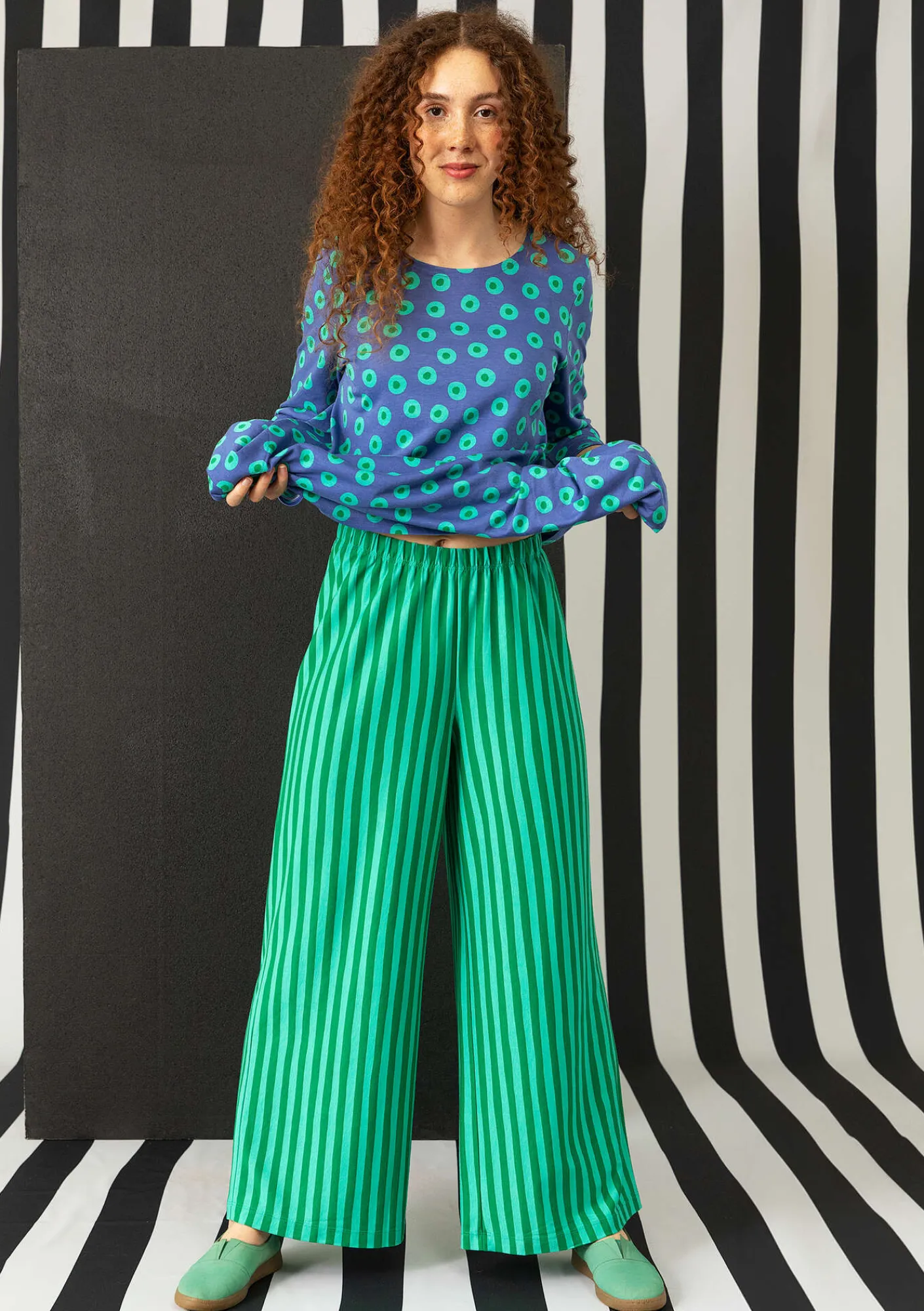 Randig trikåbyxa i ekologisk bomull/modal-Gudrun Sjödén Hot