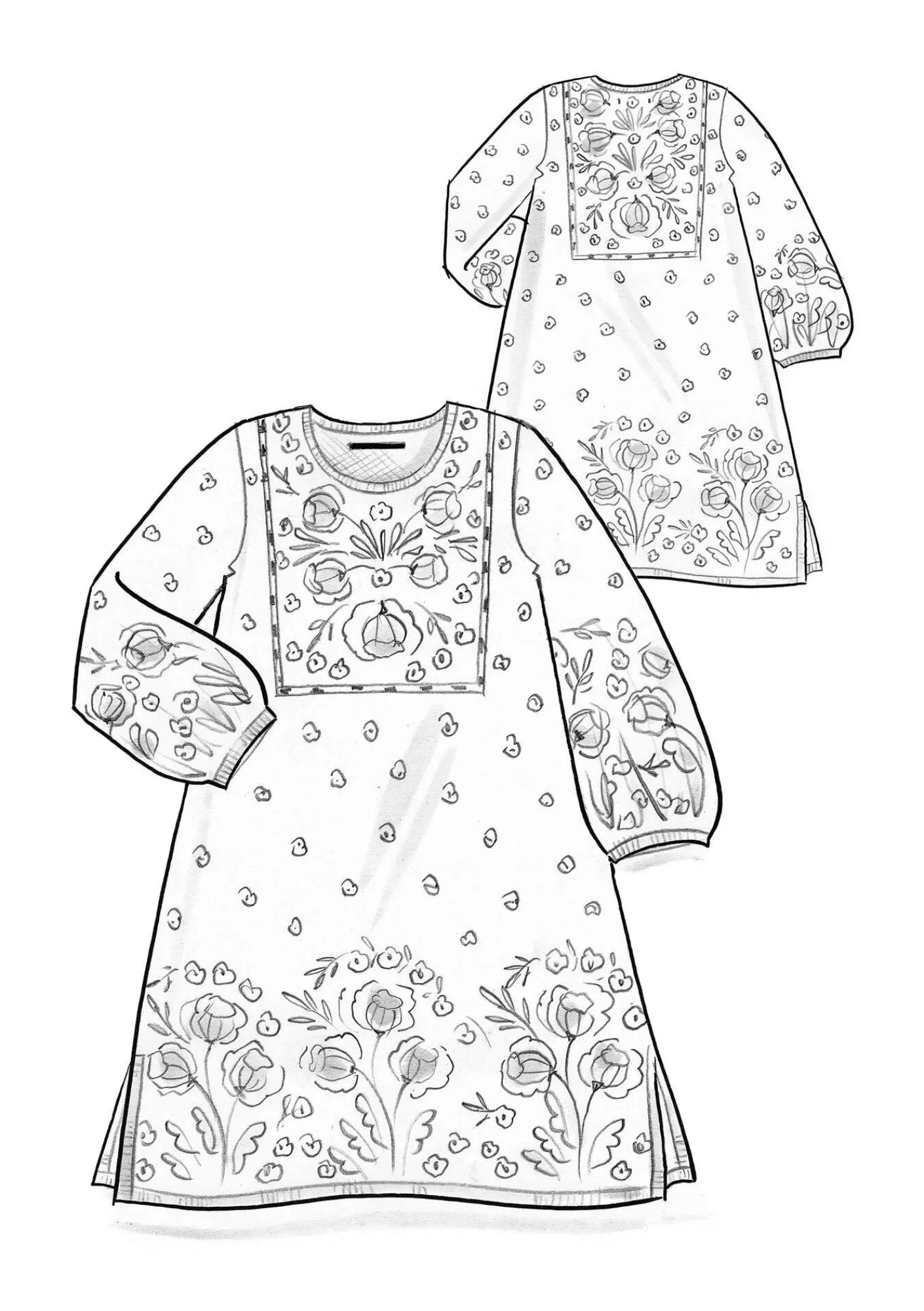 Stickad klänning "Stine" i ekologisk/återvunnen bomull-Gudrun Sjödén