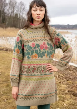 Stickad tunika "Borealis" i ekologisk och återvunnen bomull/ull-Gudrun Sjödén Clearance