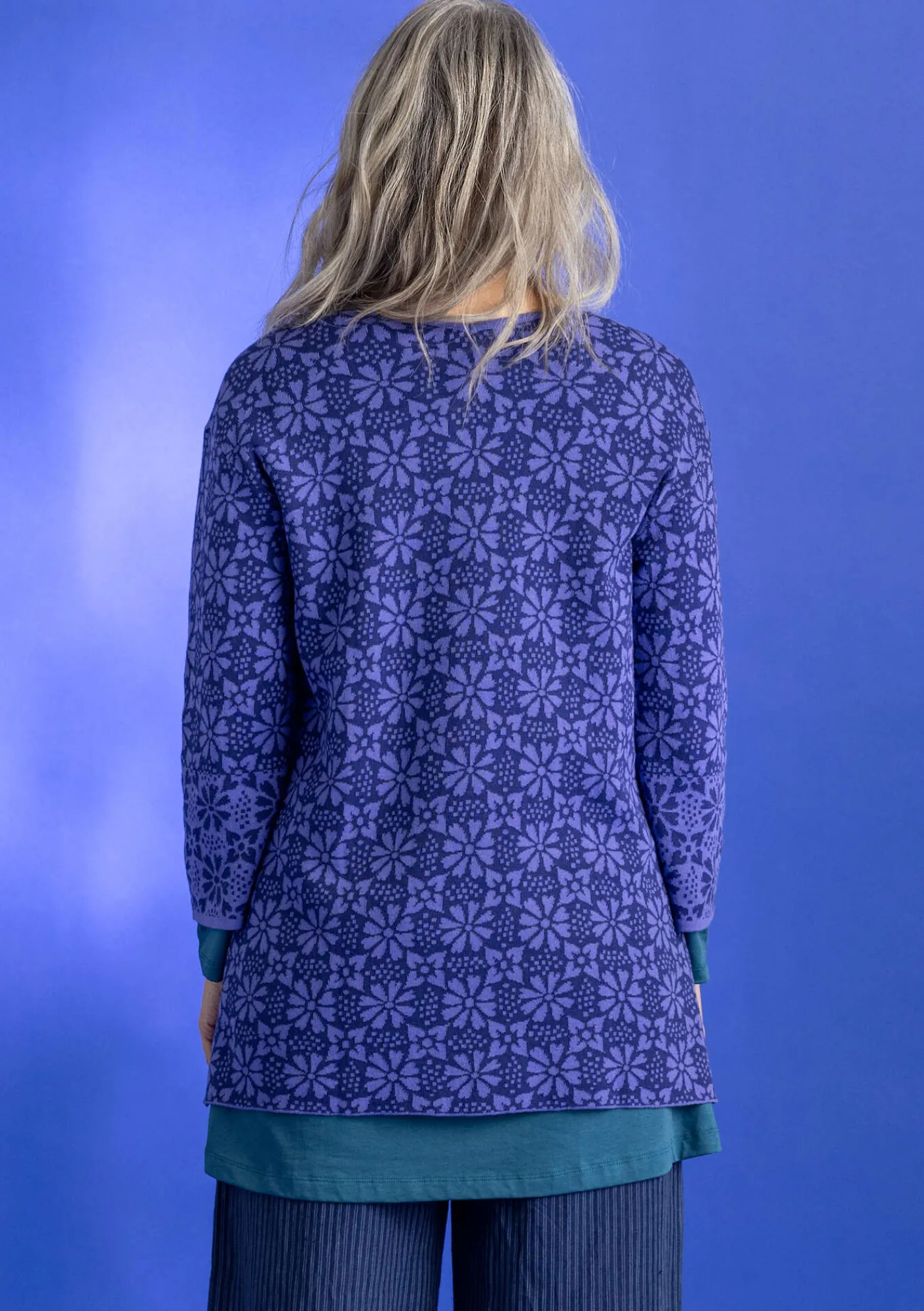 Stickad tunika "Freja" i ekologisk/återvunnen bomull-Gudrun Sjödén