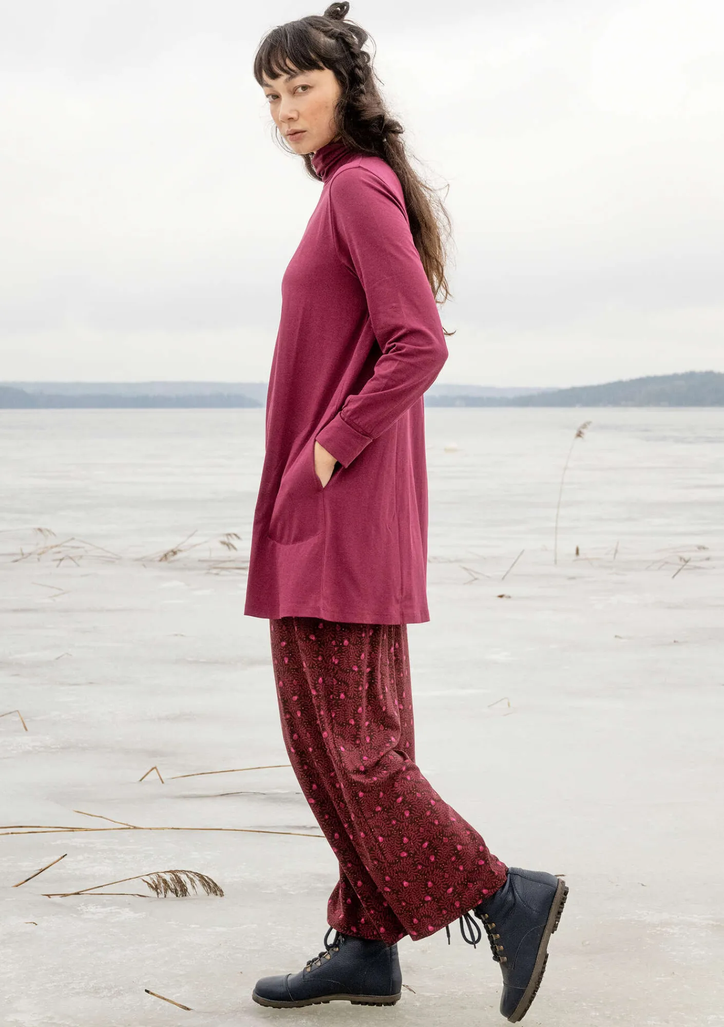 Trikåtunika i ekologisk bomull/modal/elastan-Gudrun Sjödén Sale