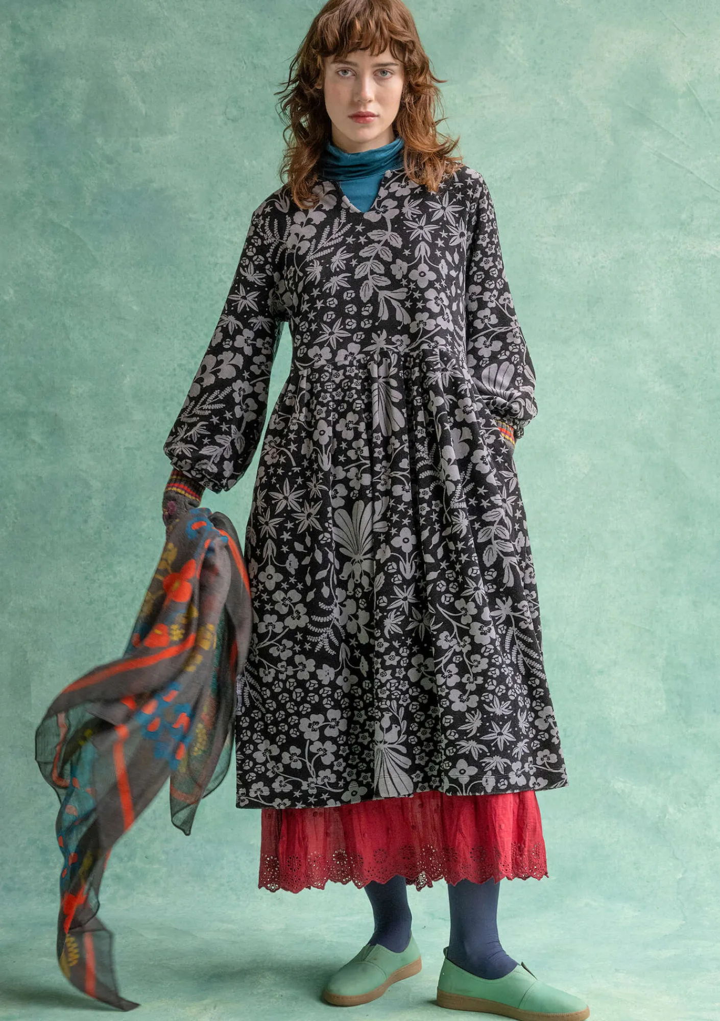 Velourklänning "Katla" i ekologisk bomull/återvunnen polyester-Gudrun Sjödén Sale