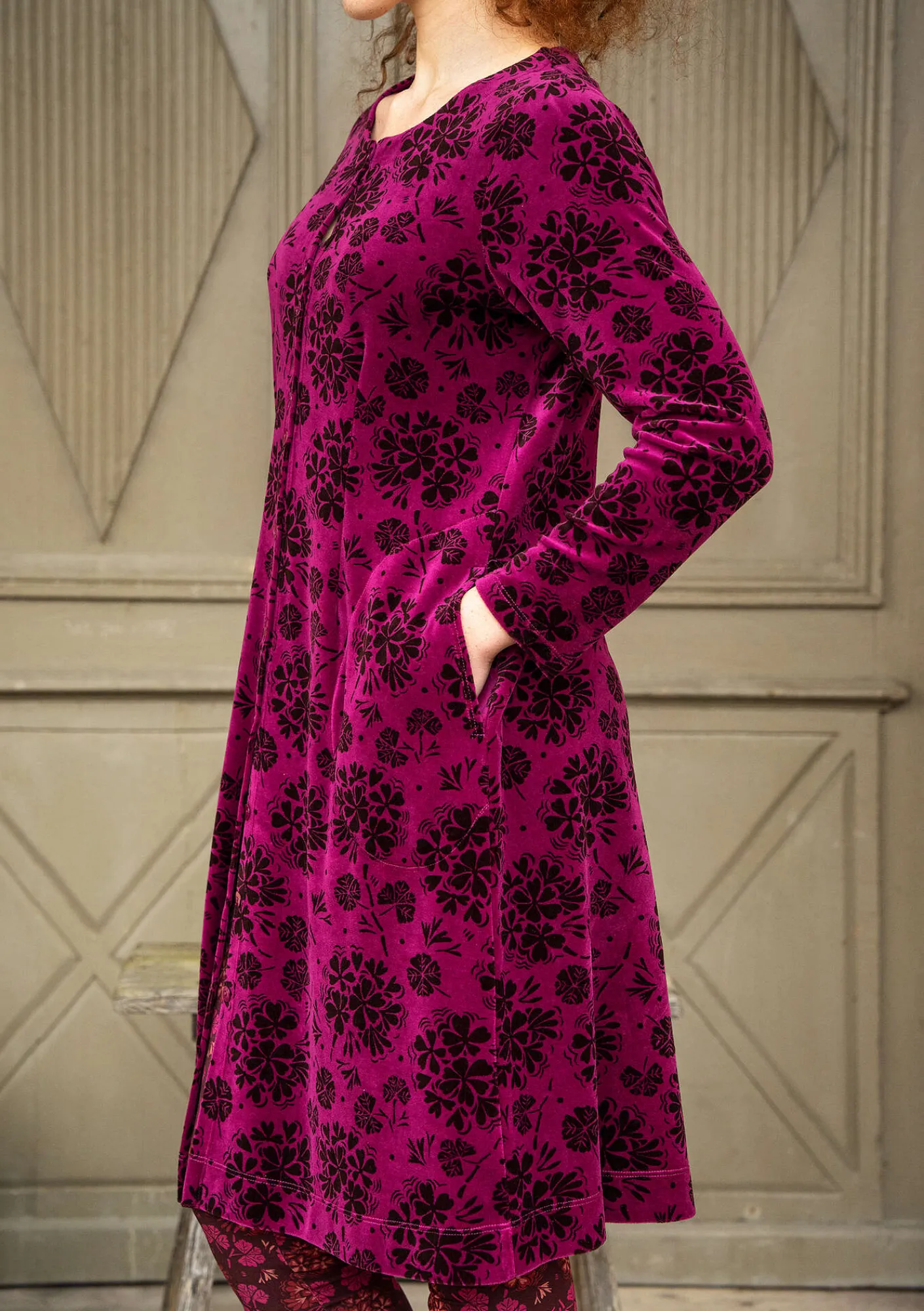 Velourklänning "Selma" i ekologisk bomull/återvunnen polyester-Gudrun Sjödén Clearance