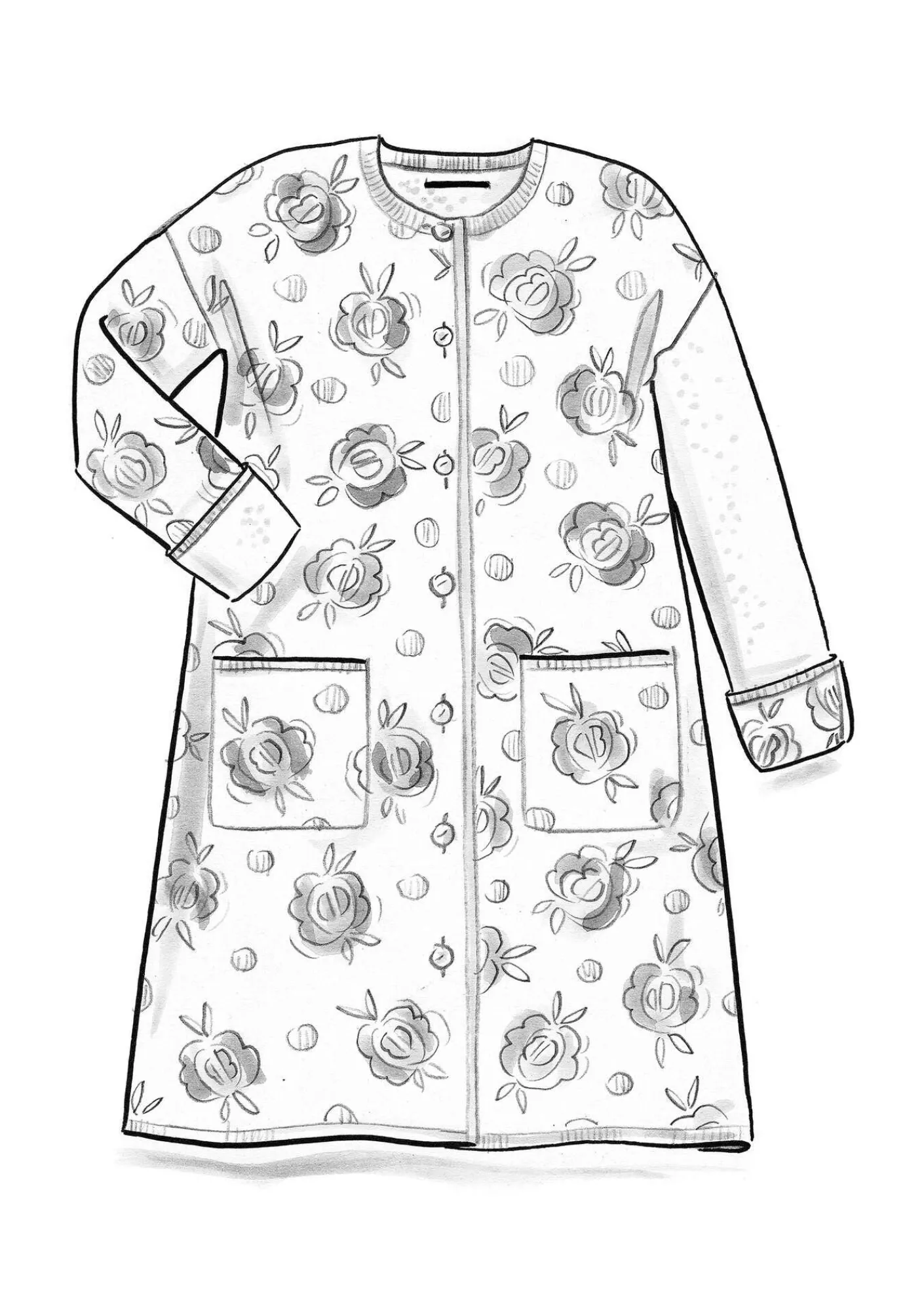 Vändbar stickad kappa "Aria" i filtad ull-Gudrun Sjödén