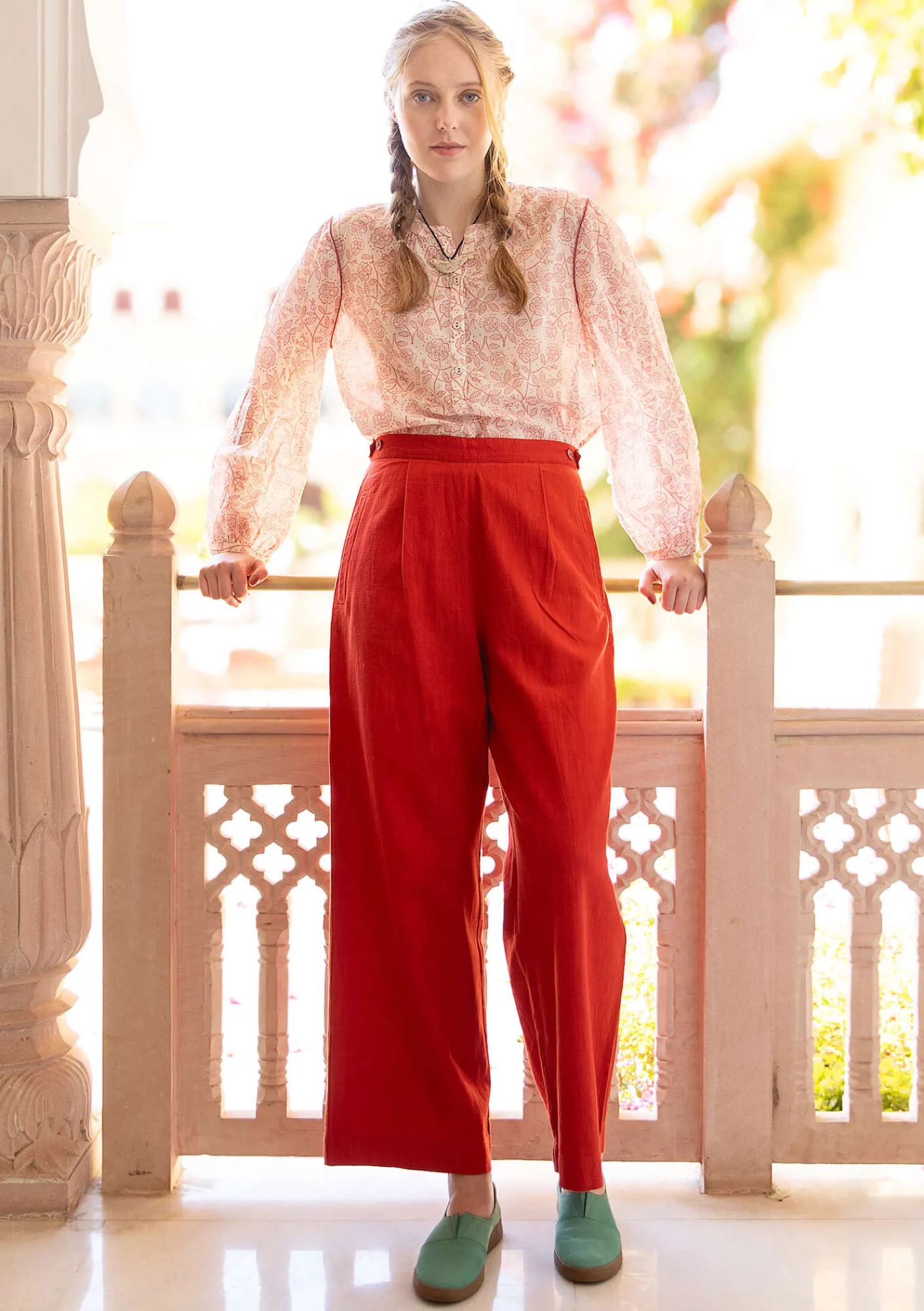 Vävd byxa "Stina" i ekologisk bomull-Gudrun Sjödén Clearance