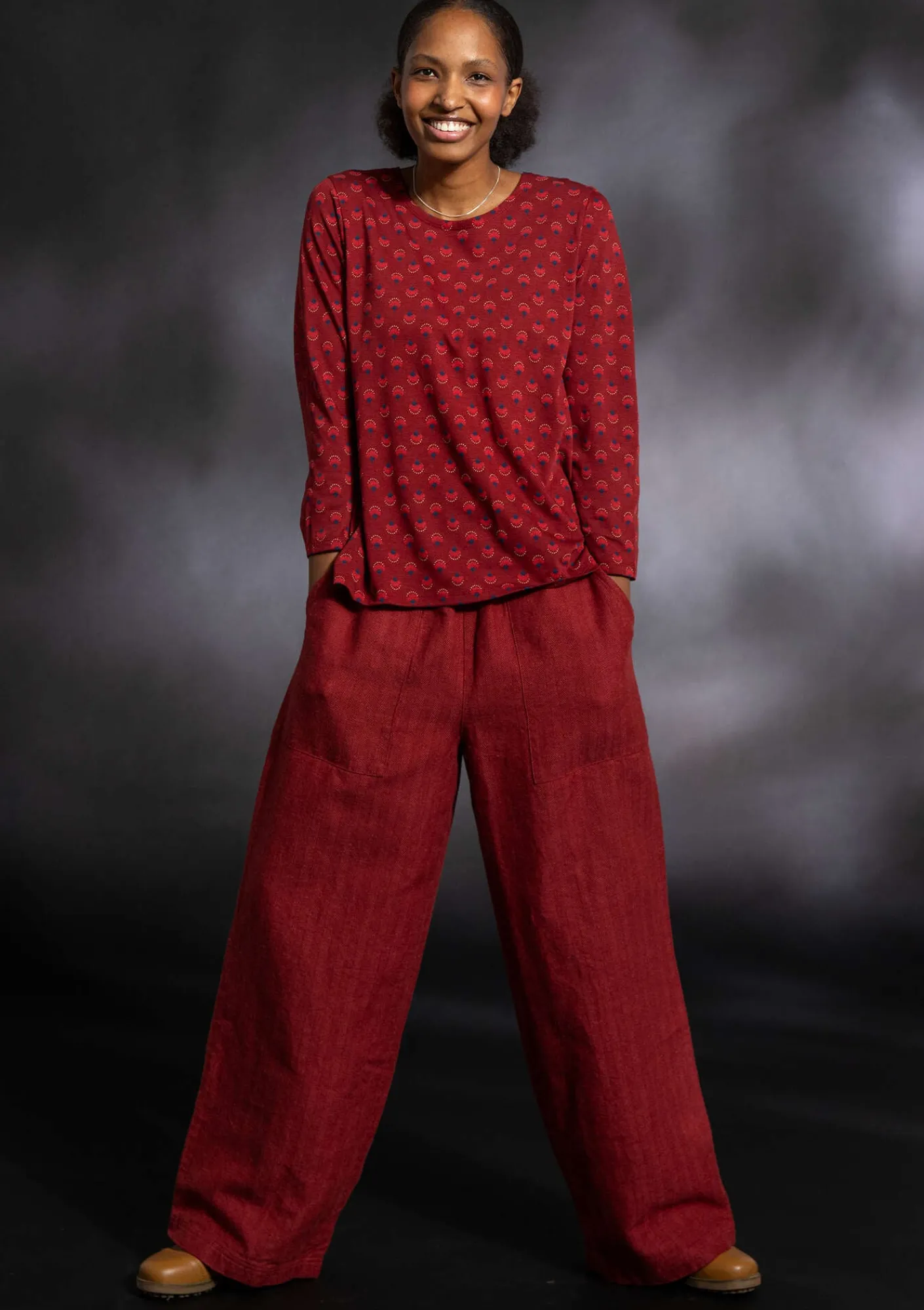 Vävd byxa "Woodland" i ekologisk bomull/lin-Gudrun Sjödén Best