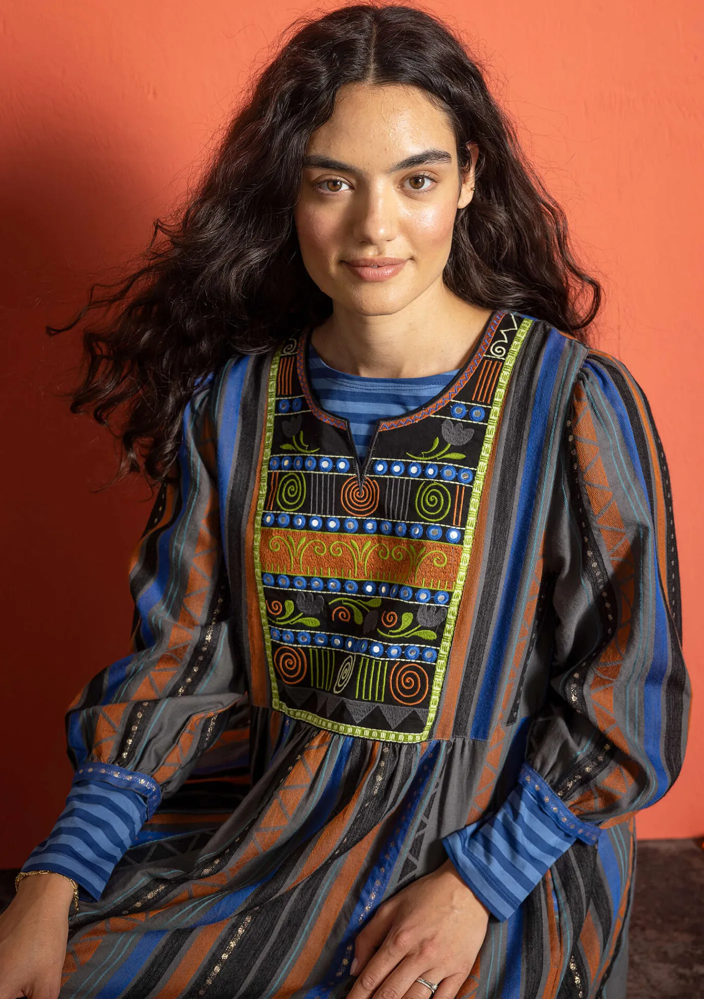 Vävd klänning "Jaipur" i ull/bomull-Gudrun Sjödén