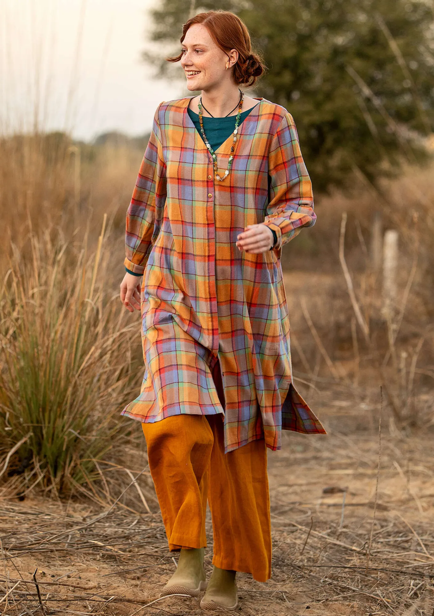 Vävd klänning "Skagen" i ekologisk bomull-Gudrun Sjödén Best