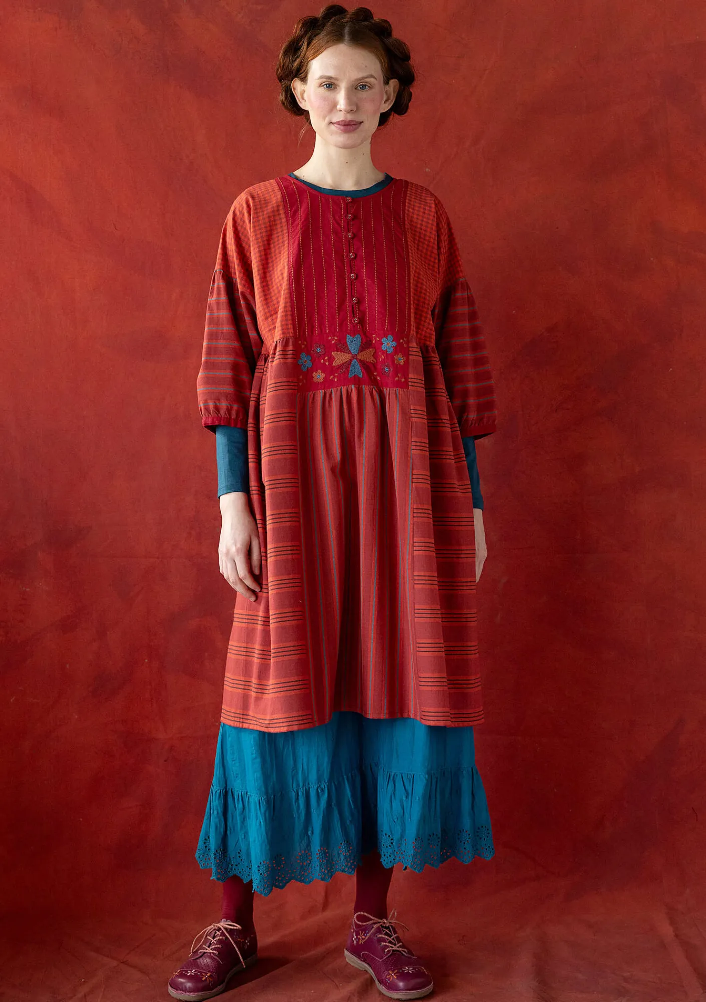 Vävd klänning "Sofia" i ekologisk bomull-Gudrun Sjödén