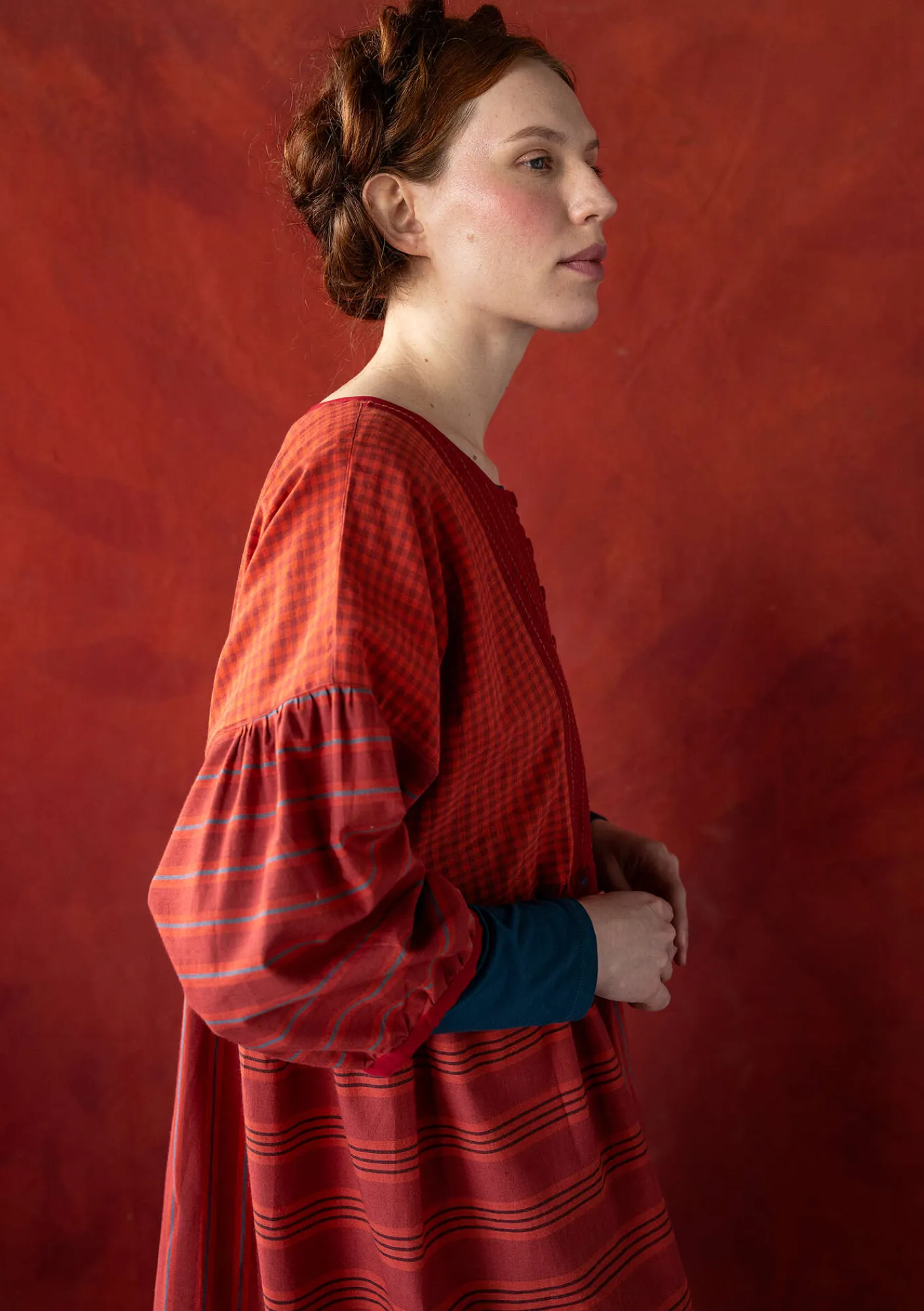 Vävd klänning "Sofia" i ekologisk bomull-Gudrun Sjödén