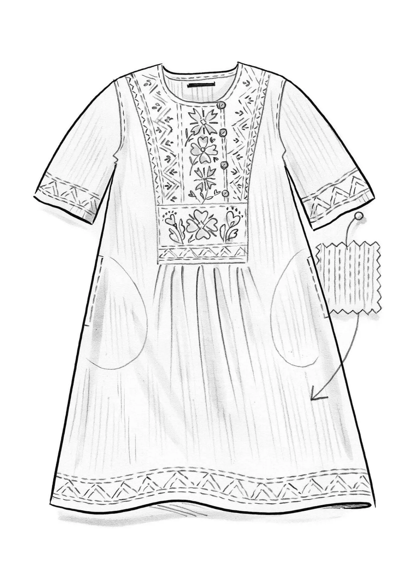 Vävd klänning "Wanja" i ekologisk bomull-Gudrun Sjödén