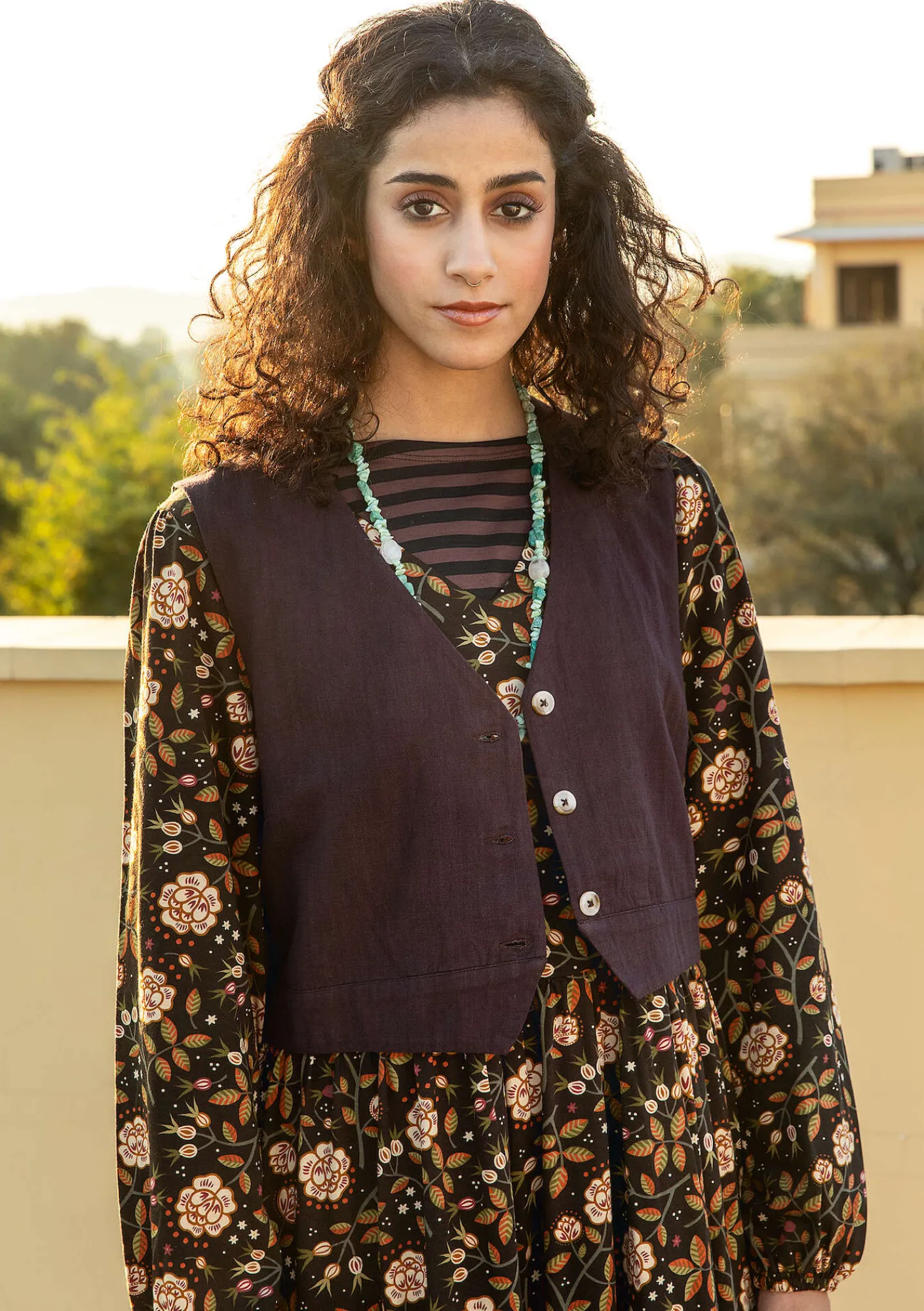 Vävd väst "Stina" i ekologisk bomull-Gudrun Sjödén Best